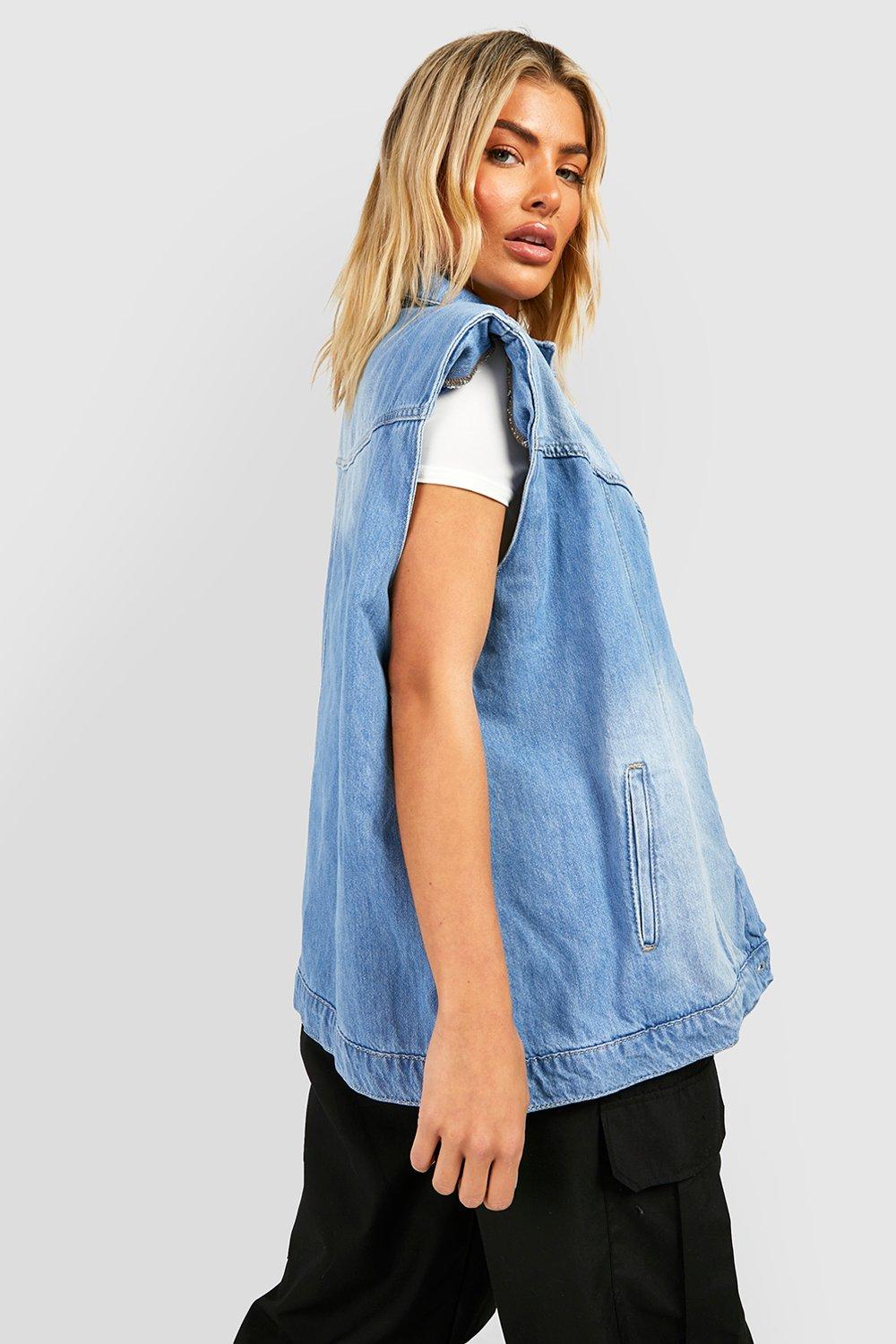 Veste en jean sans best sale manches femme